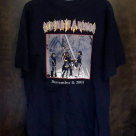 New York Fire Department Strength and Honor Blue Large Men's T-Shirt - Picture 1 of 3